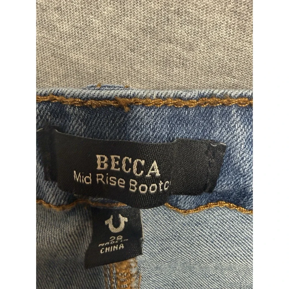 NEW Size 29‎ True Religion Becca Raw Hem Mid Rise Bootcut Medium Cloudless Jean